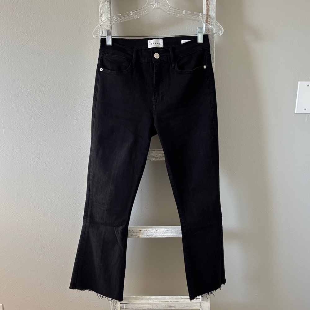 Frame Denim Black Le High Flare Jeans - Cropped